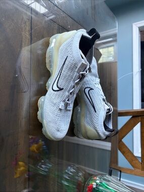 Nike White and Black Kids' VaporMax Flyknit Sneakers